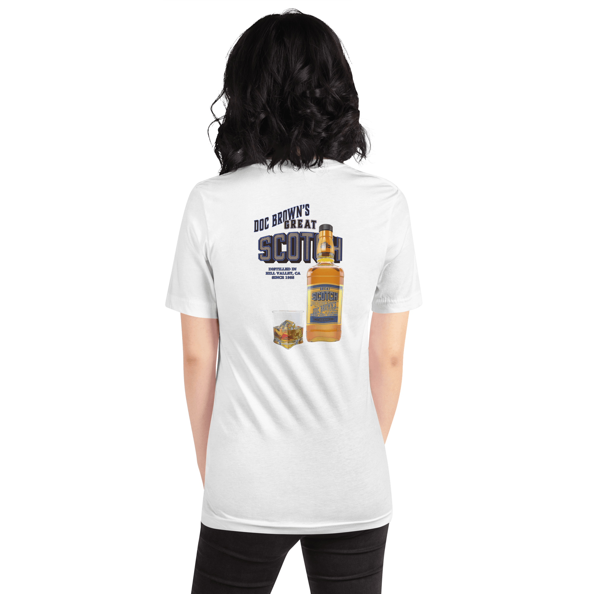 Doc Brown's Great Scotch Unisex t-shirt (BACK) VAWDesigns