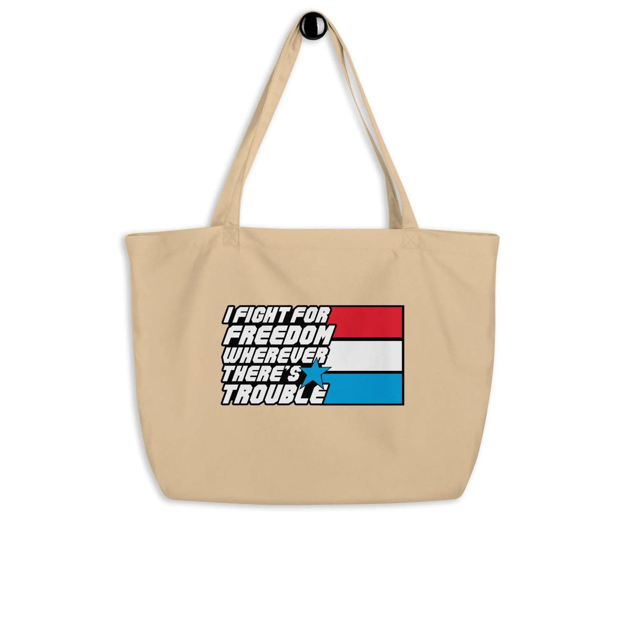 Fight For Freedom Large organic tote bag VAWDesigns