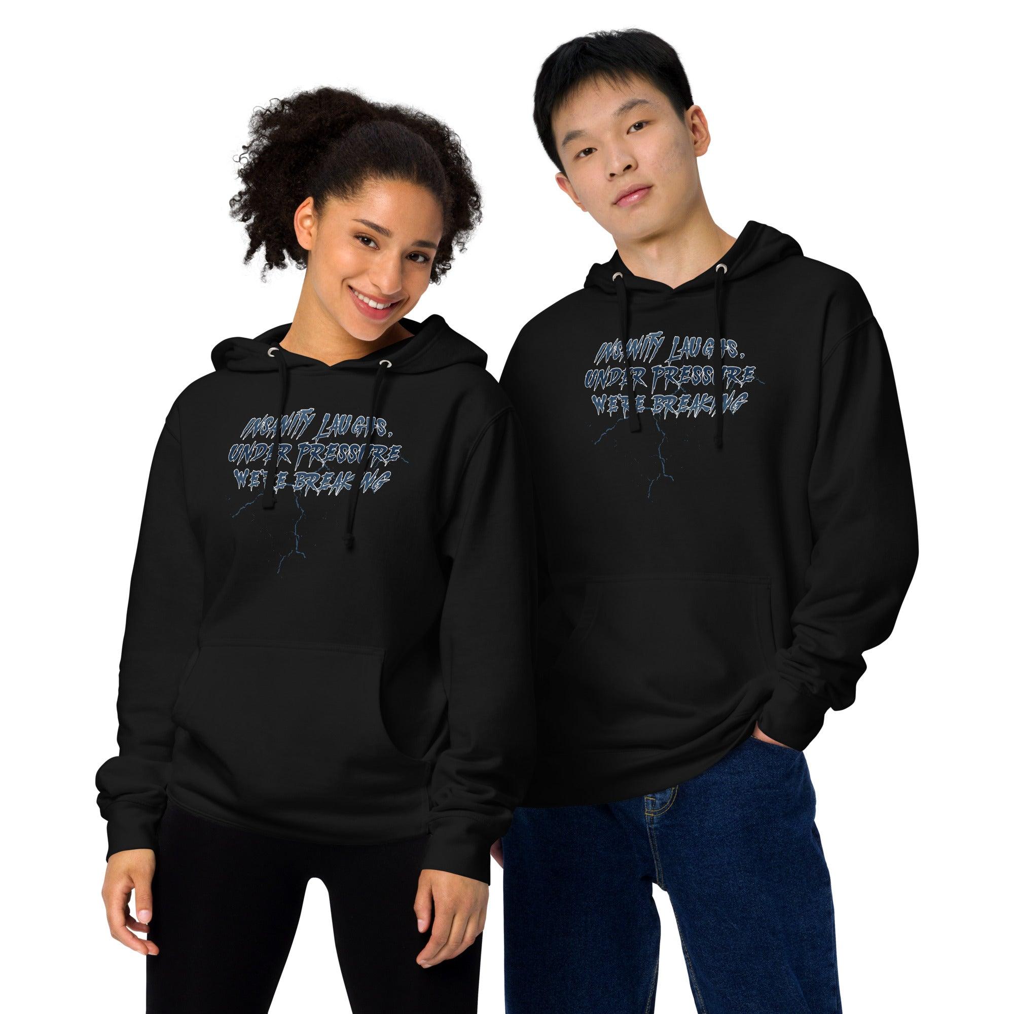 Insanity Laughs Under Pressure Unisex midweight hoodie VAWDesigns