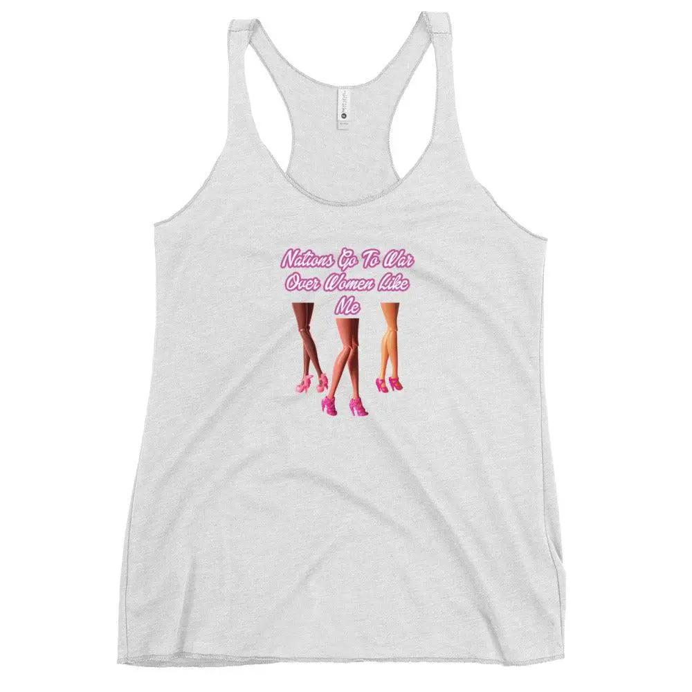 Nations Go To War Over Women Like Me Women's Racerback Tank top