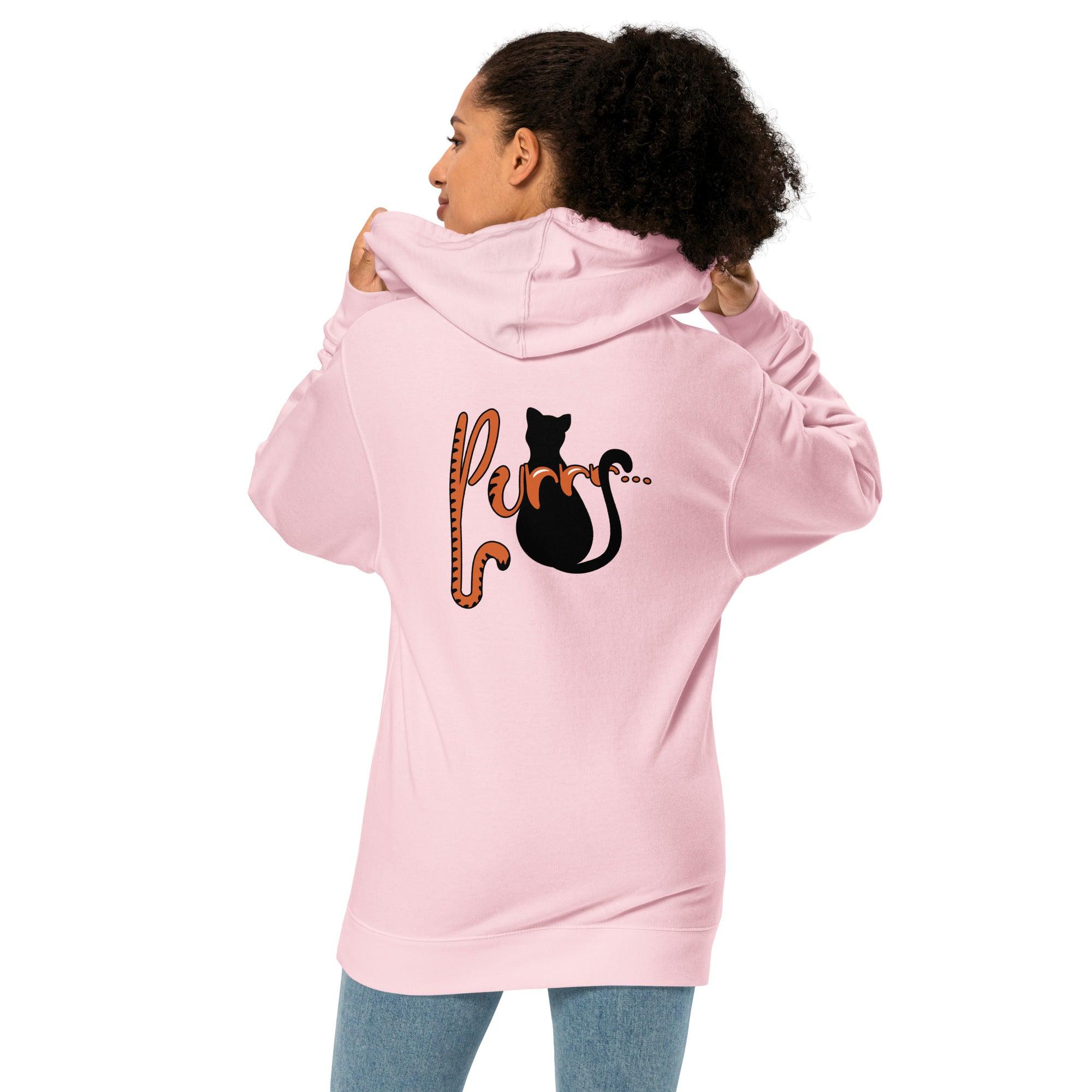Purrr...Unisex midweight hoodie (BACK) VAWDesigns