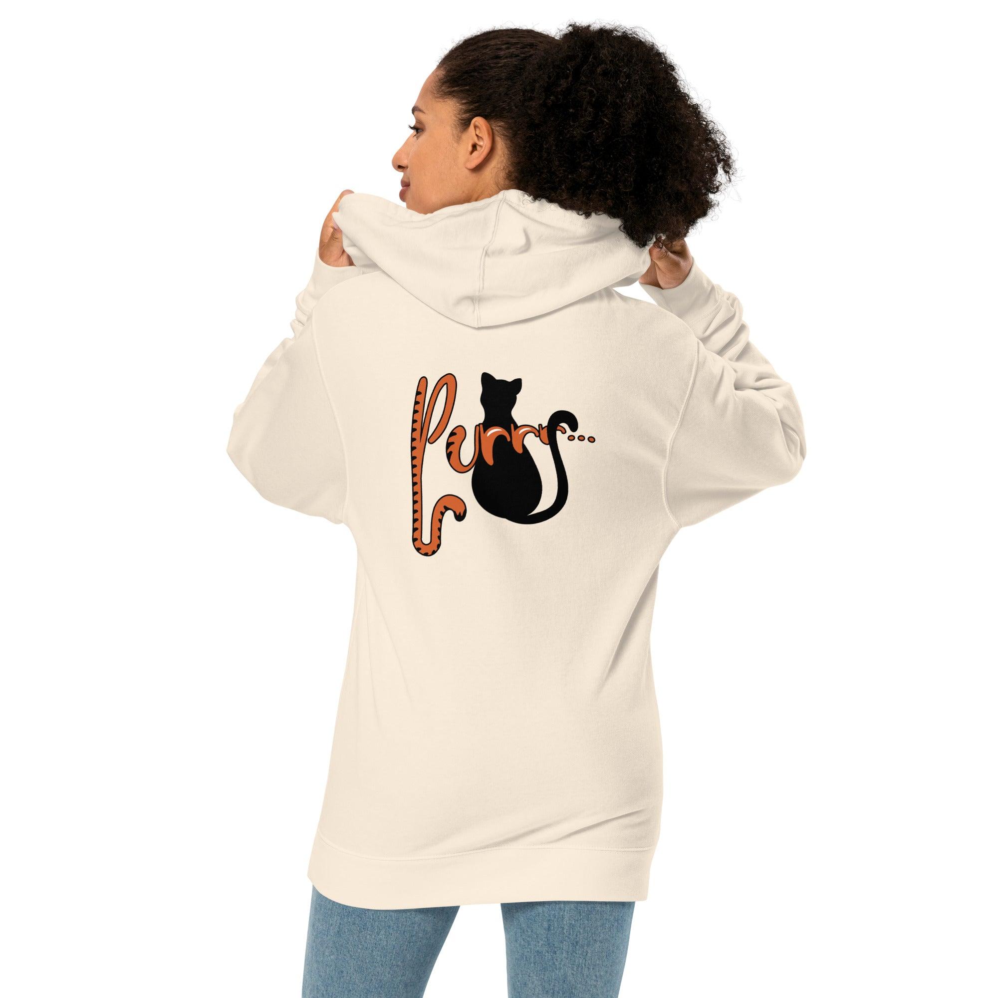 Purrr...Unisex midweight hoodie (BACK) VAWDesigns