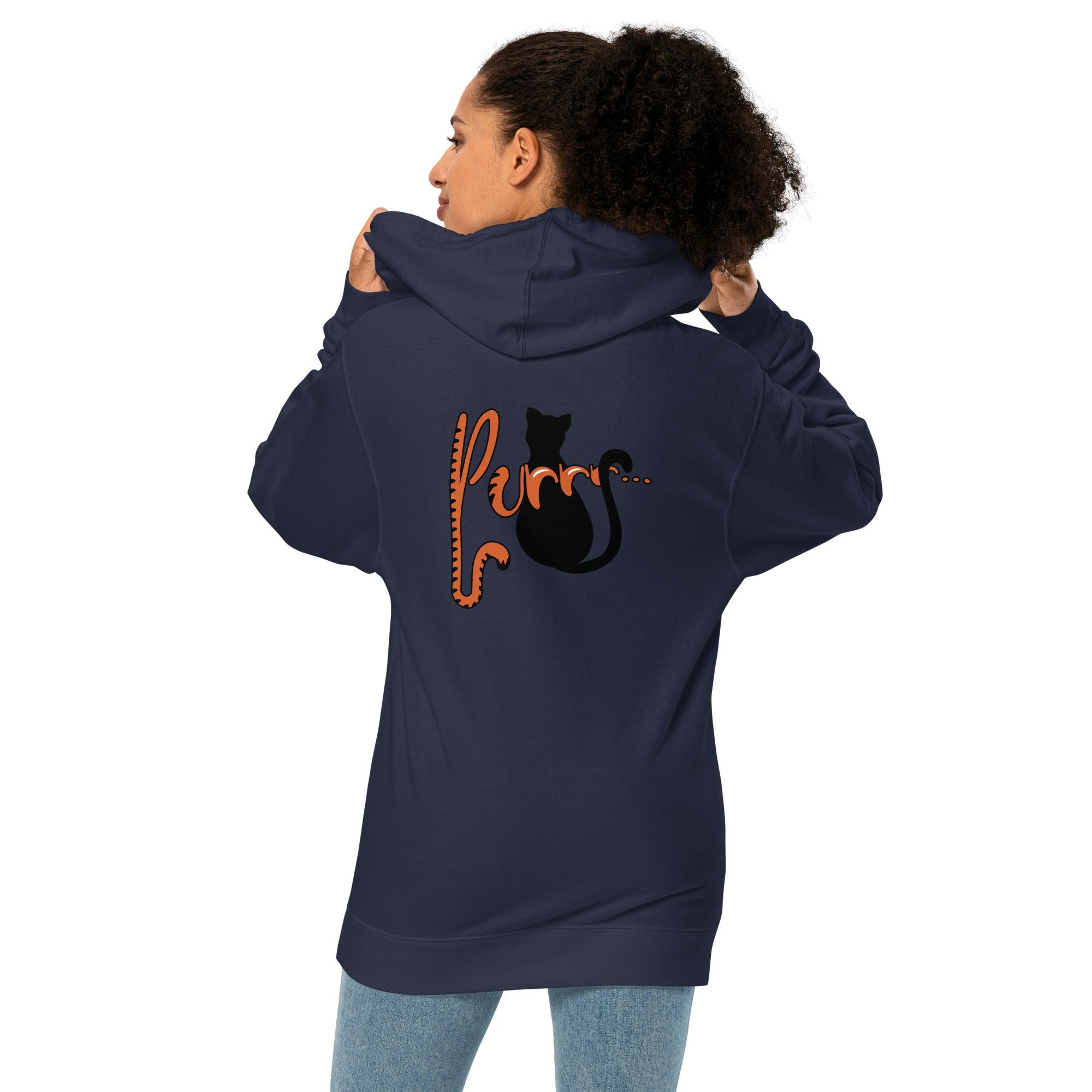 Purrr...Unisex midweight hoodie (BACK) VAWDesigns