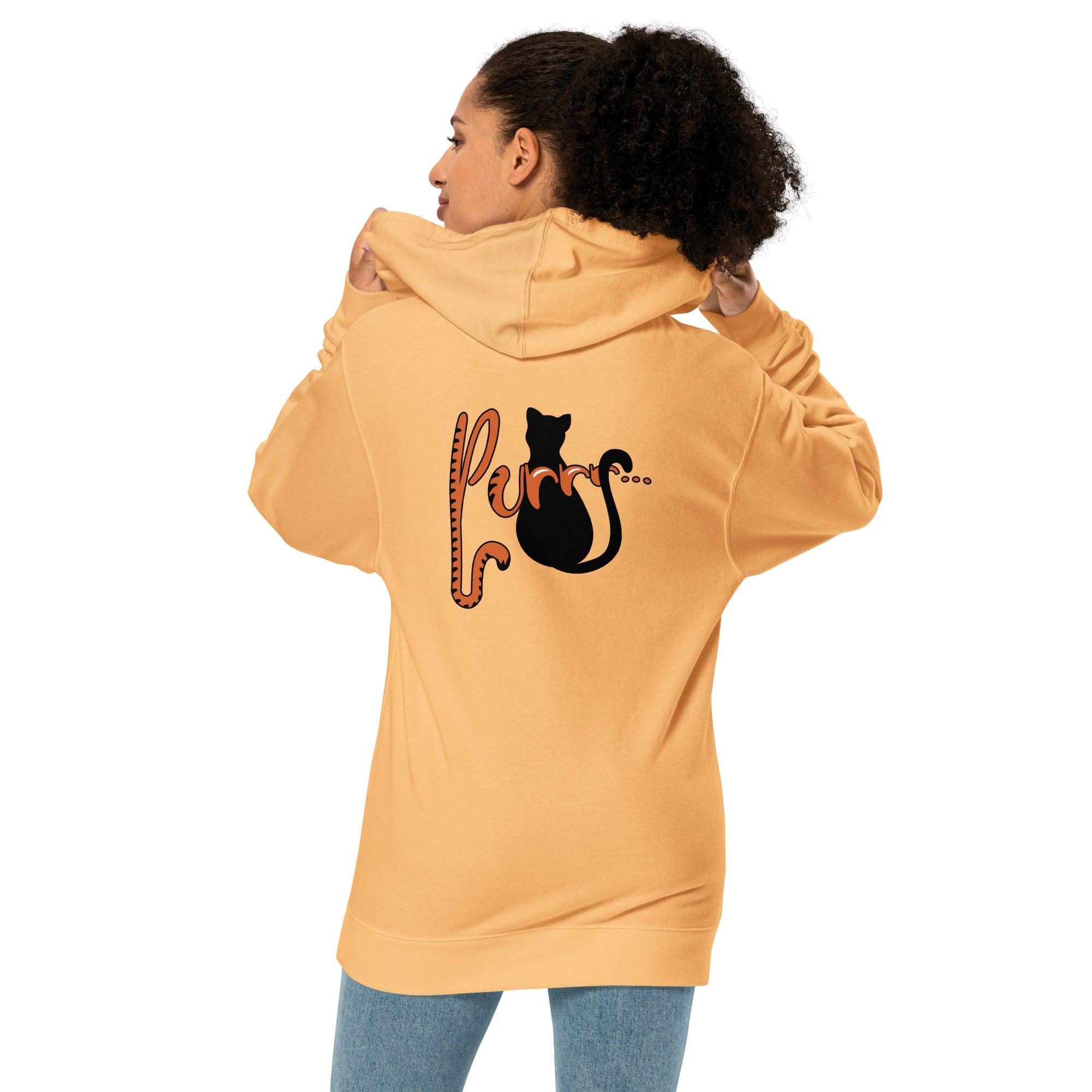 Purrr...Unisex midweight hoodie (BACK) VAWDesigns