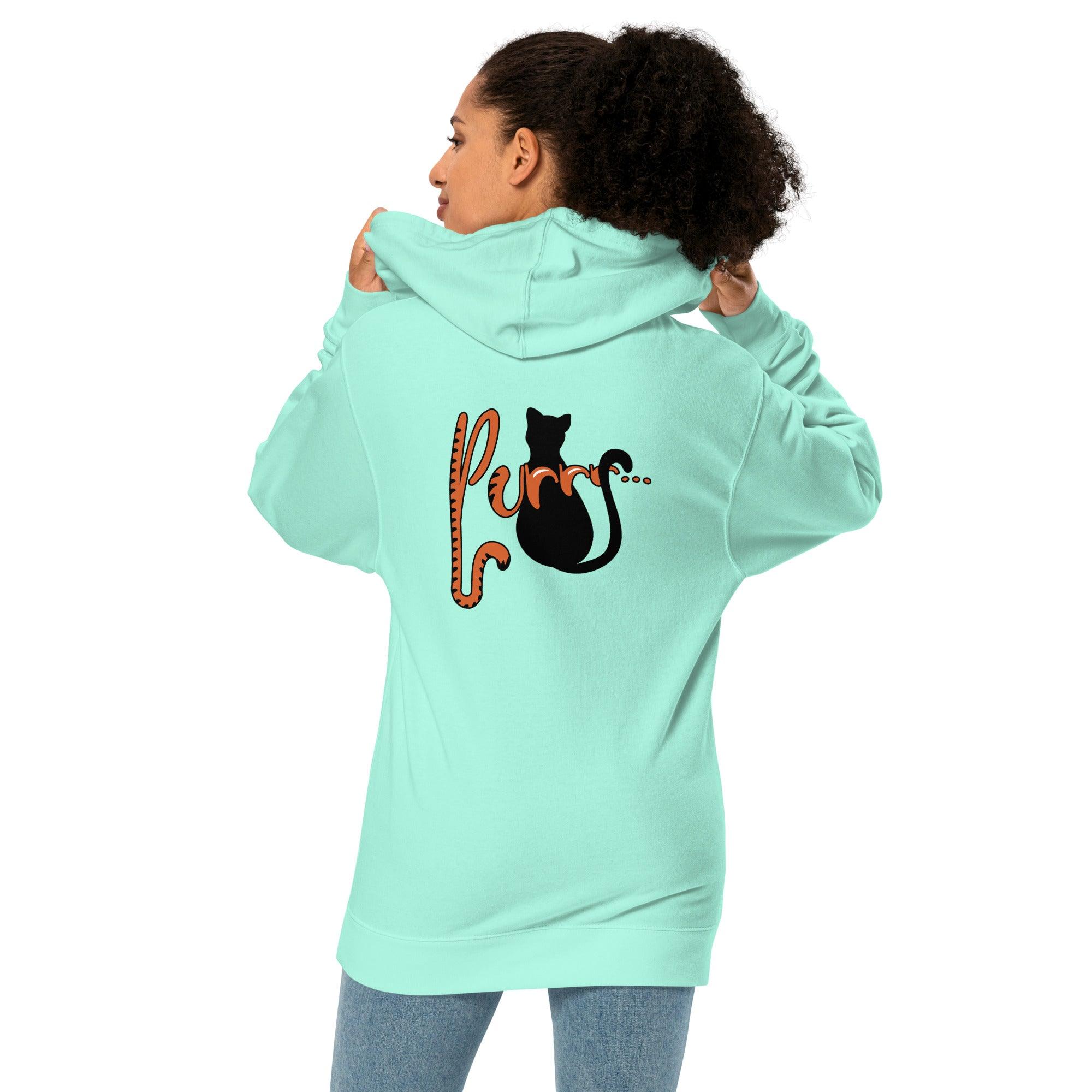 Purrr...Unisex midweight hoodie (BACK) VAWDesigns
