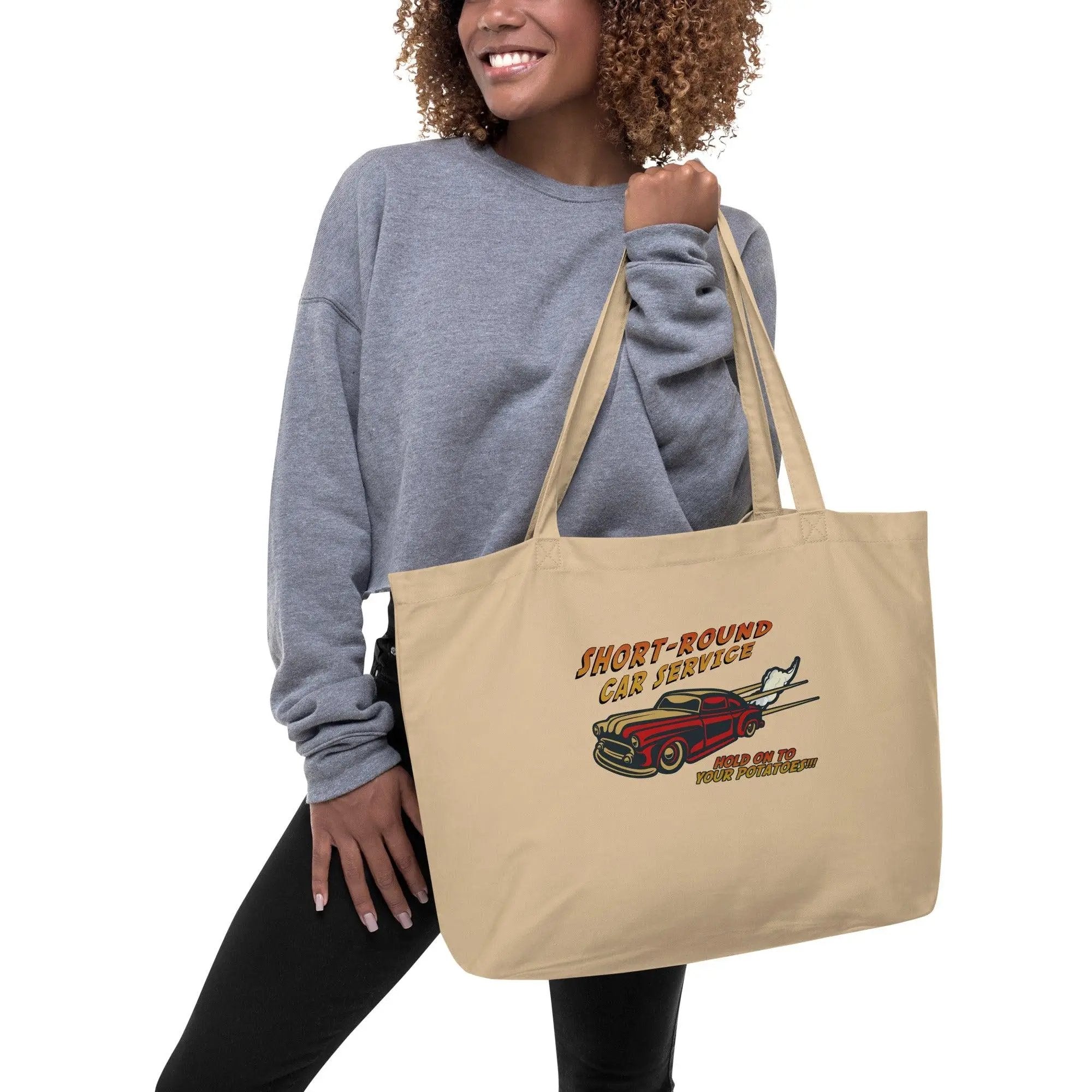 Short-Round Car Service Large organic tote bag VAWDesigns