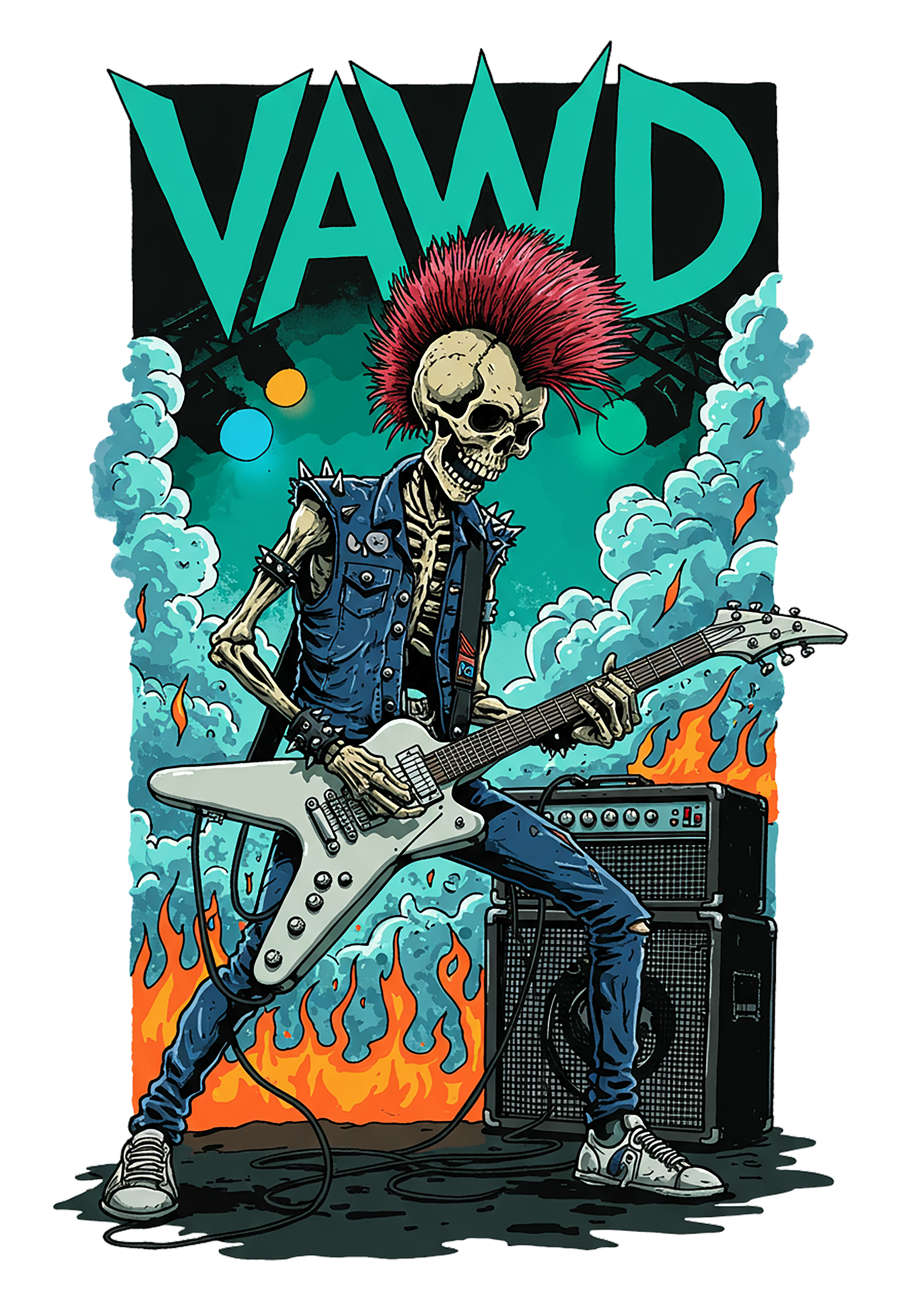 VAWDesigns Punk Rock Skeleton Guitarist