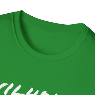 Close-up of a bright green unisex T-shirt with a crew neckline, made from soft cotton fabric, perfect for casual wear.