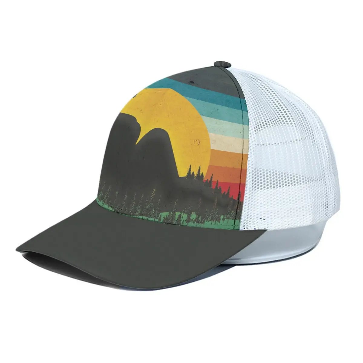 Beautiful Landscape Trucker Hat With White Half-mesh