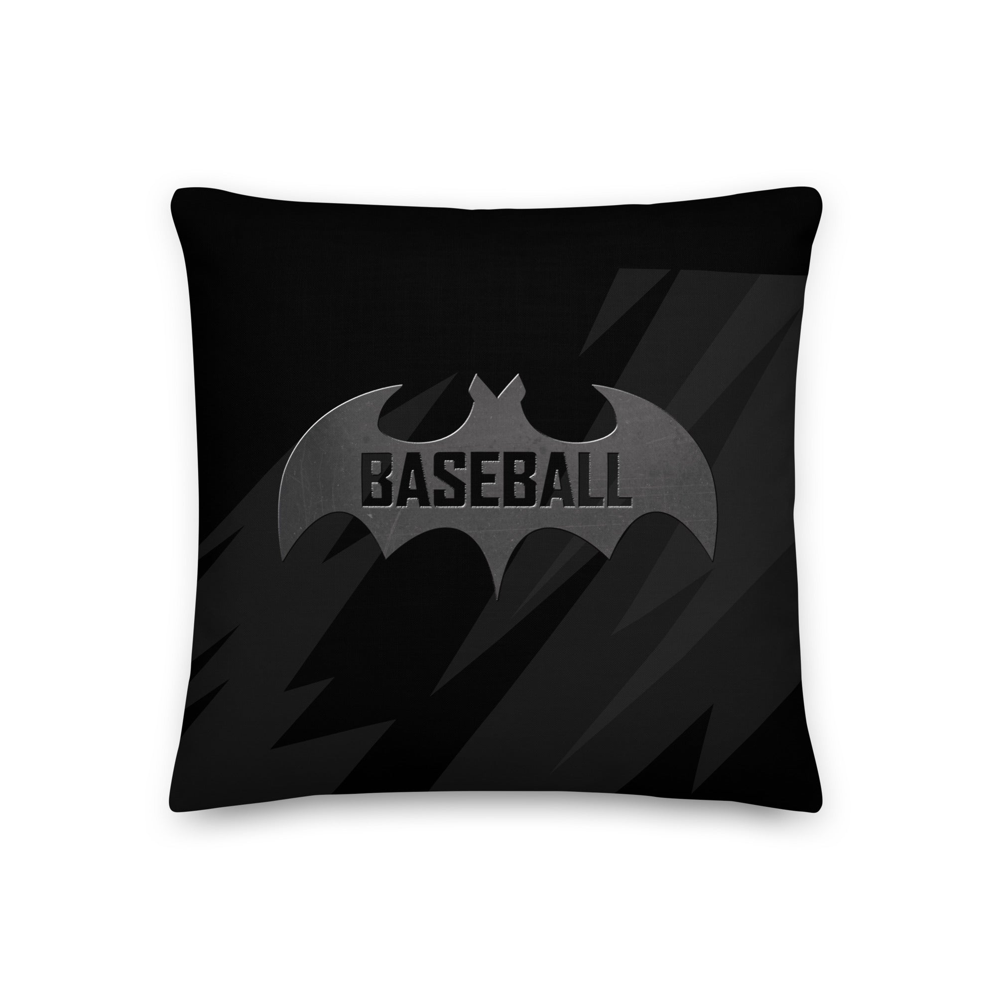 Black pillow with a Bat and baseball