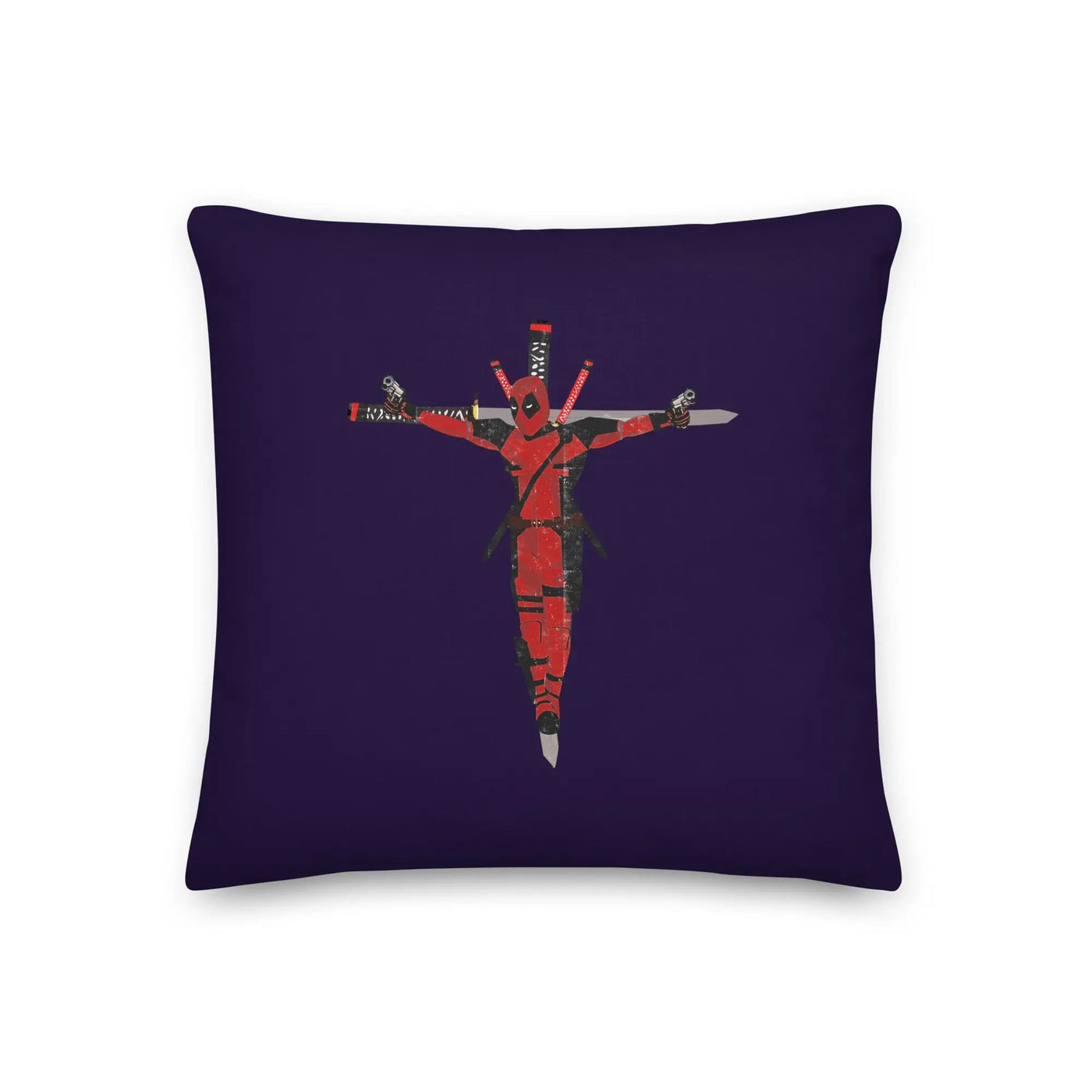 a decorative pillow with a crucifix on it