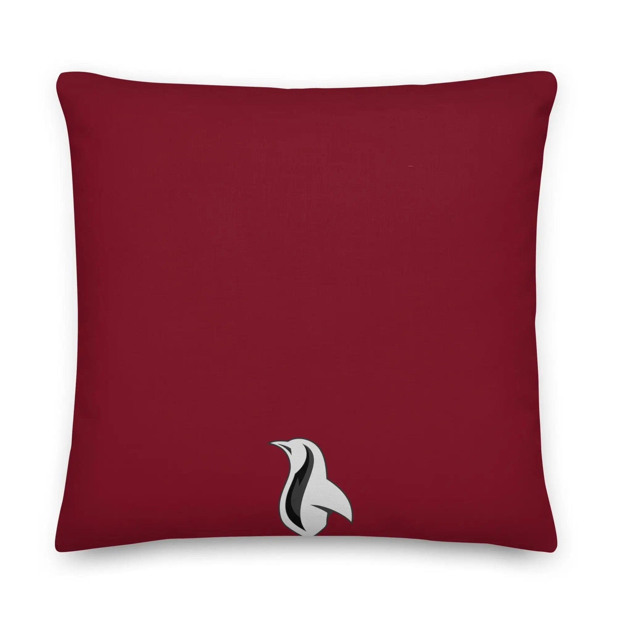 Red pillow with writing