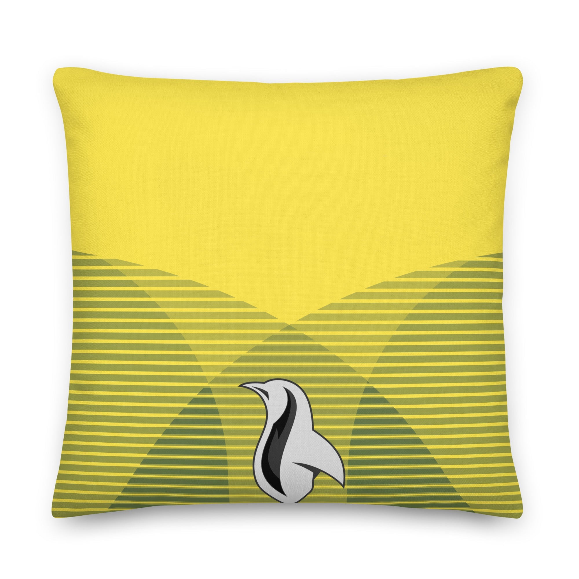 yellow pillow with a funny mushroom