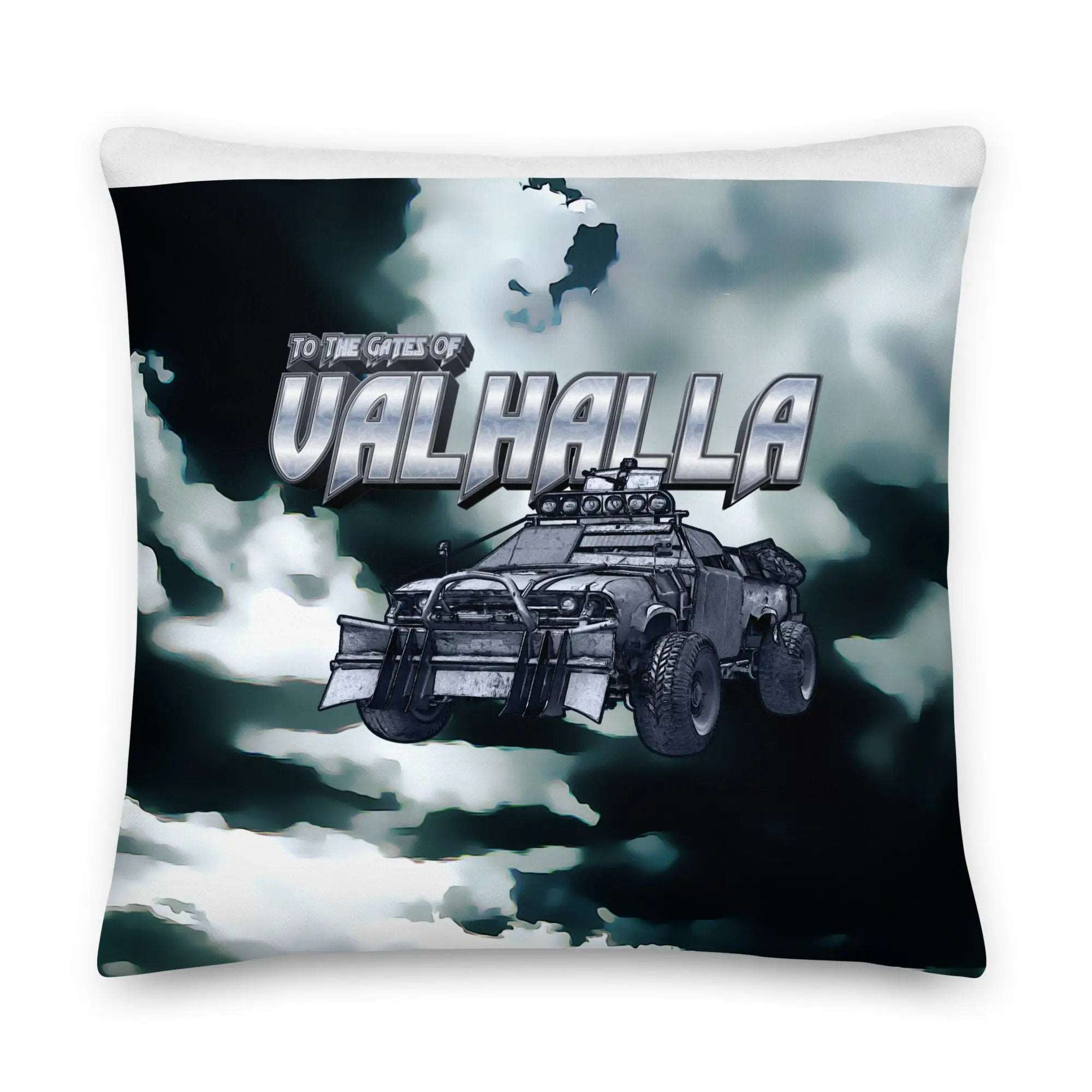 a pillow with a picture of a vehicle on it