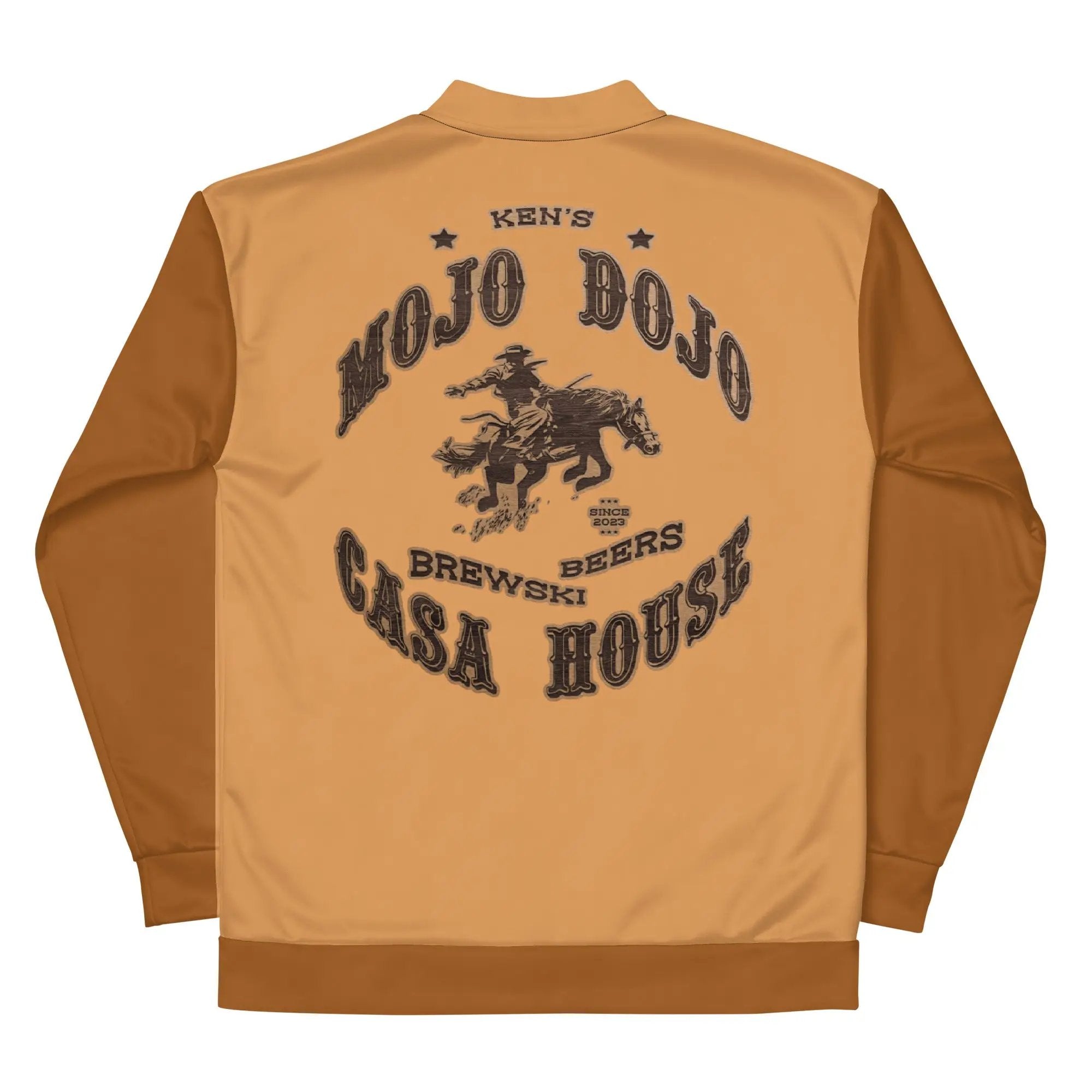 a brown jacket with a cowboy on it