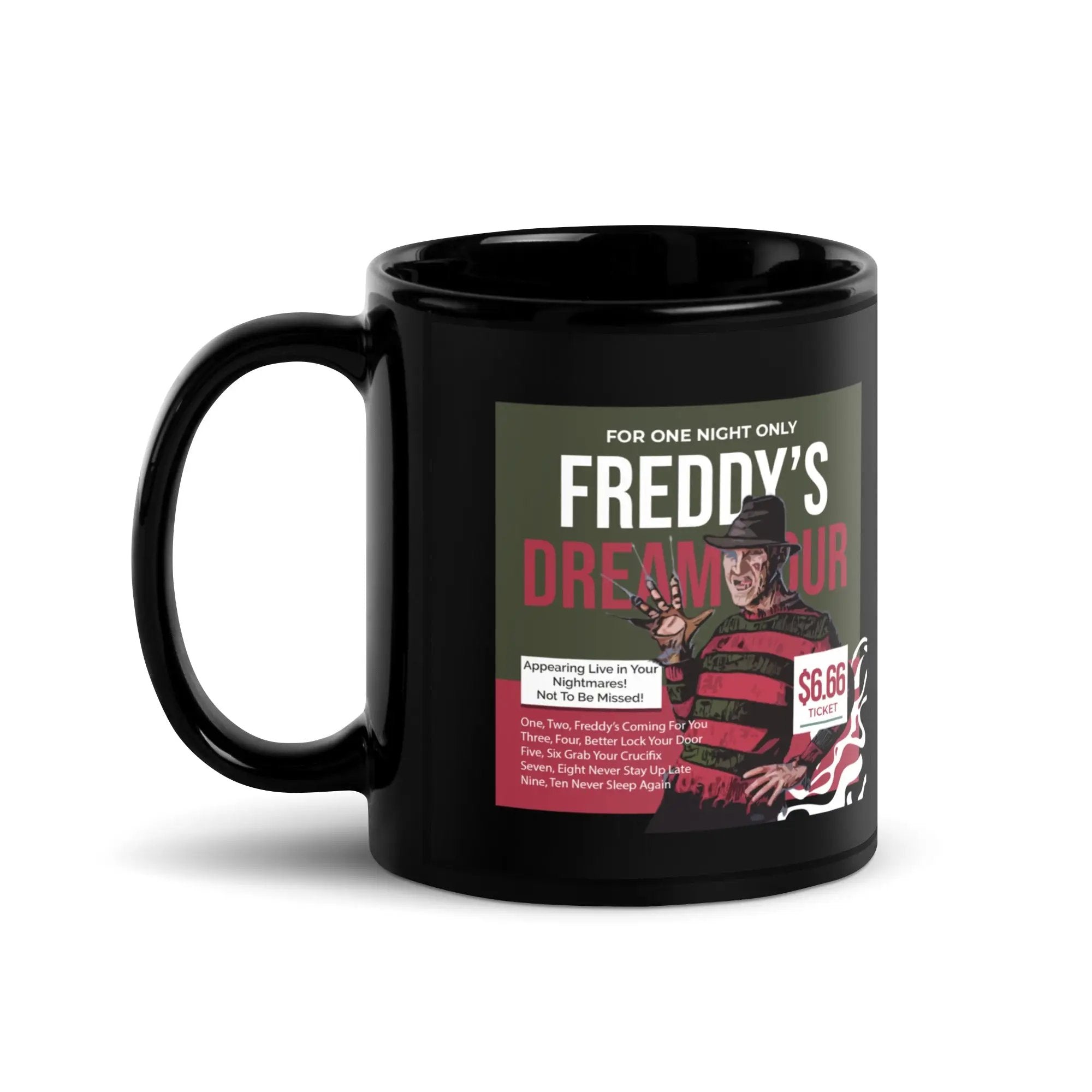 Freddy's Dream Tour Black Glossy Mug