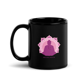 Lotus White Black Glossy Mug