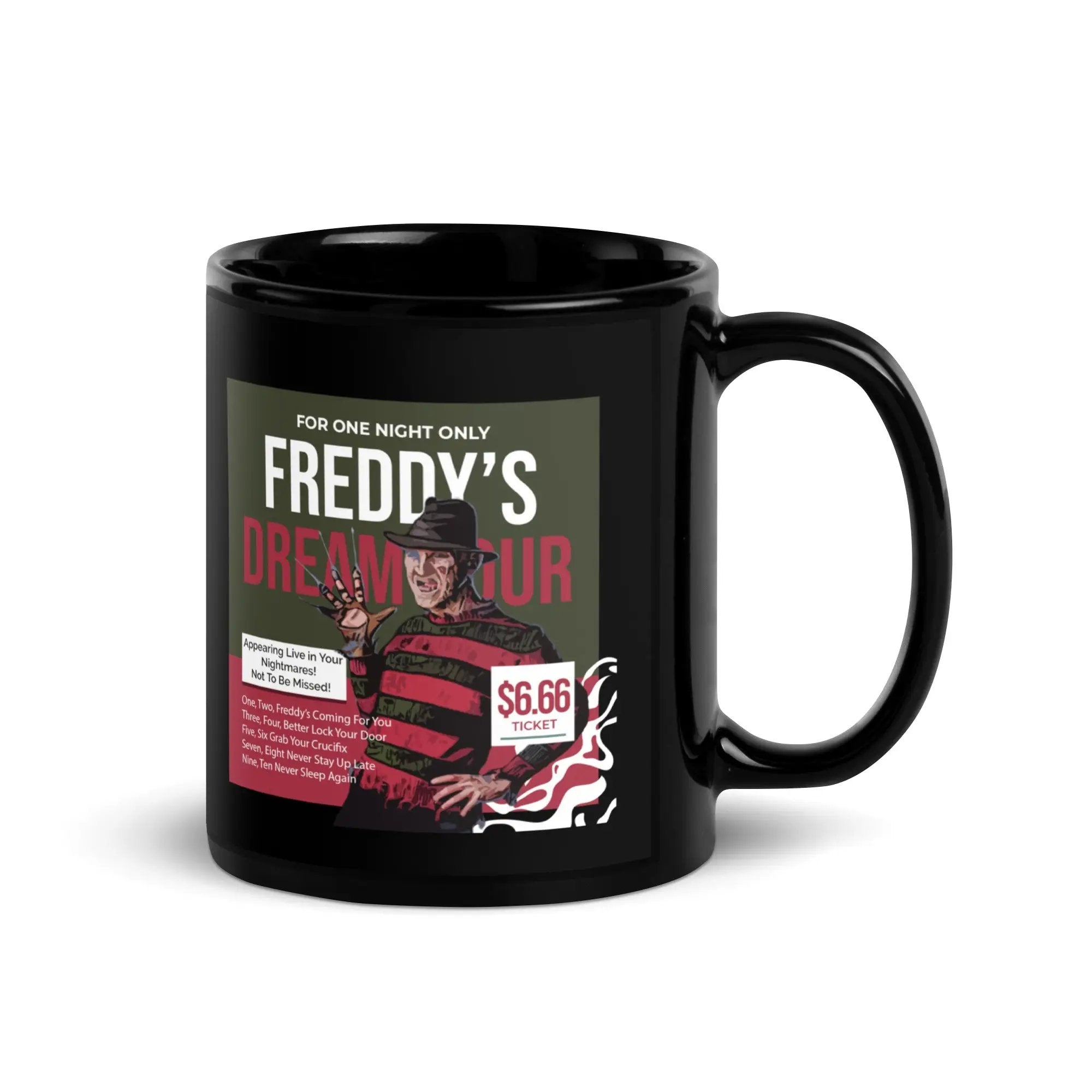 Freddy's Dream Tour Black Glossy Mug