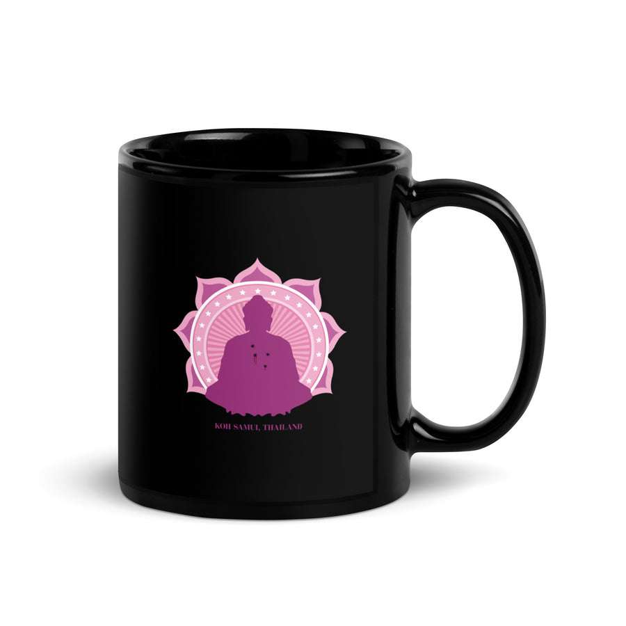 Lotus White Black Glossy Mug