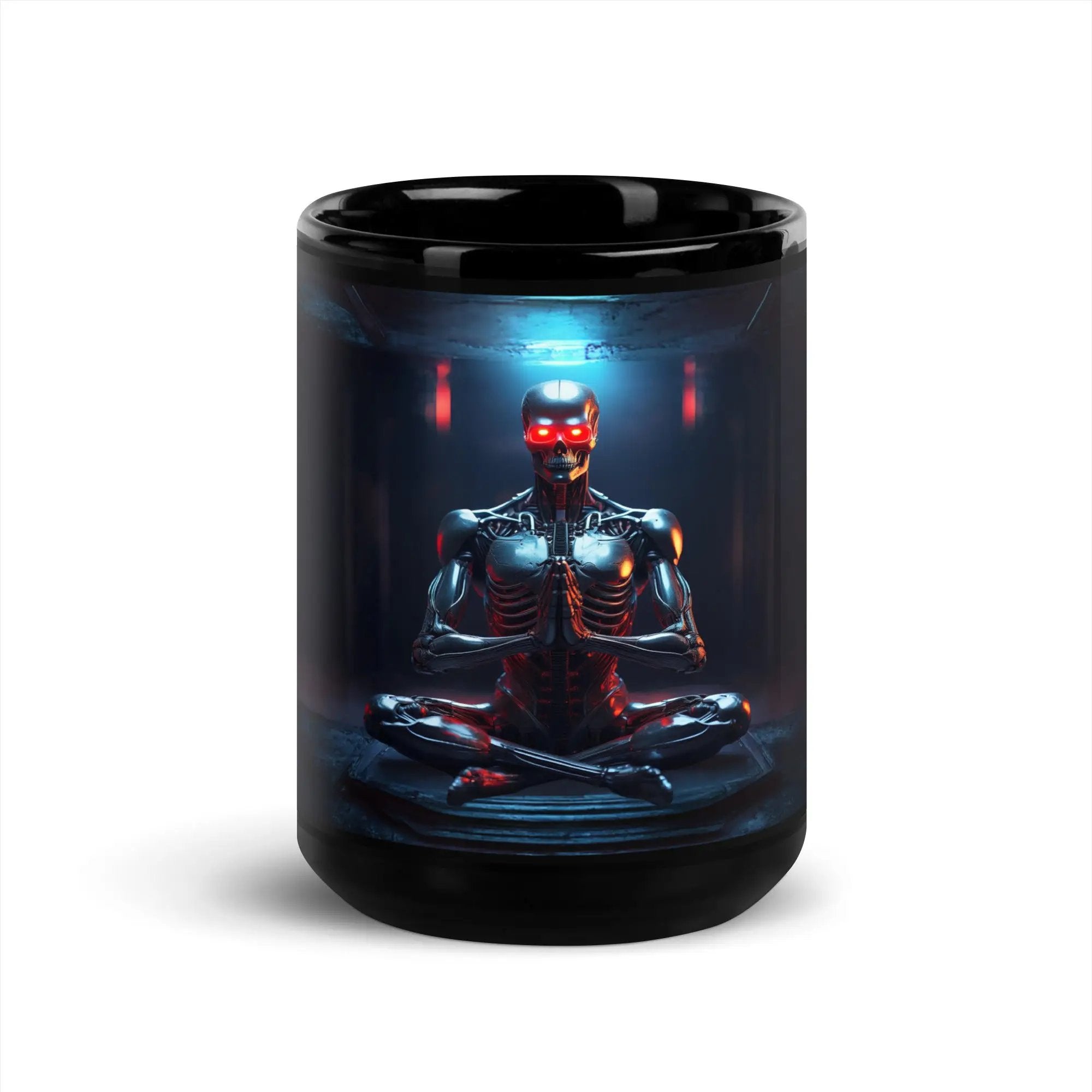 Terminator Buddha Black Glossy Mug