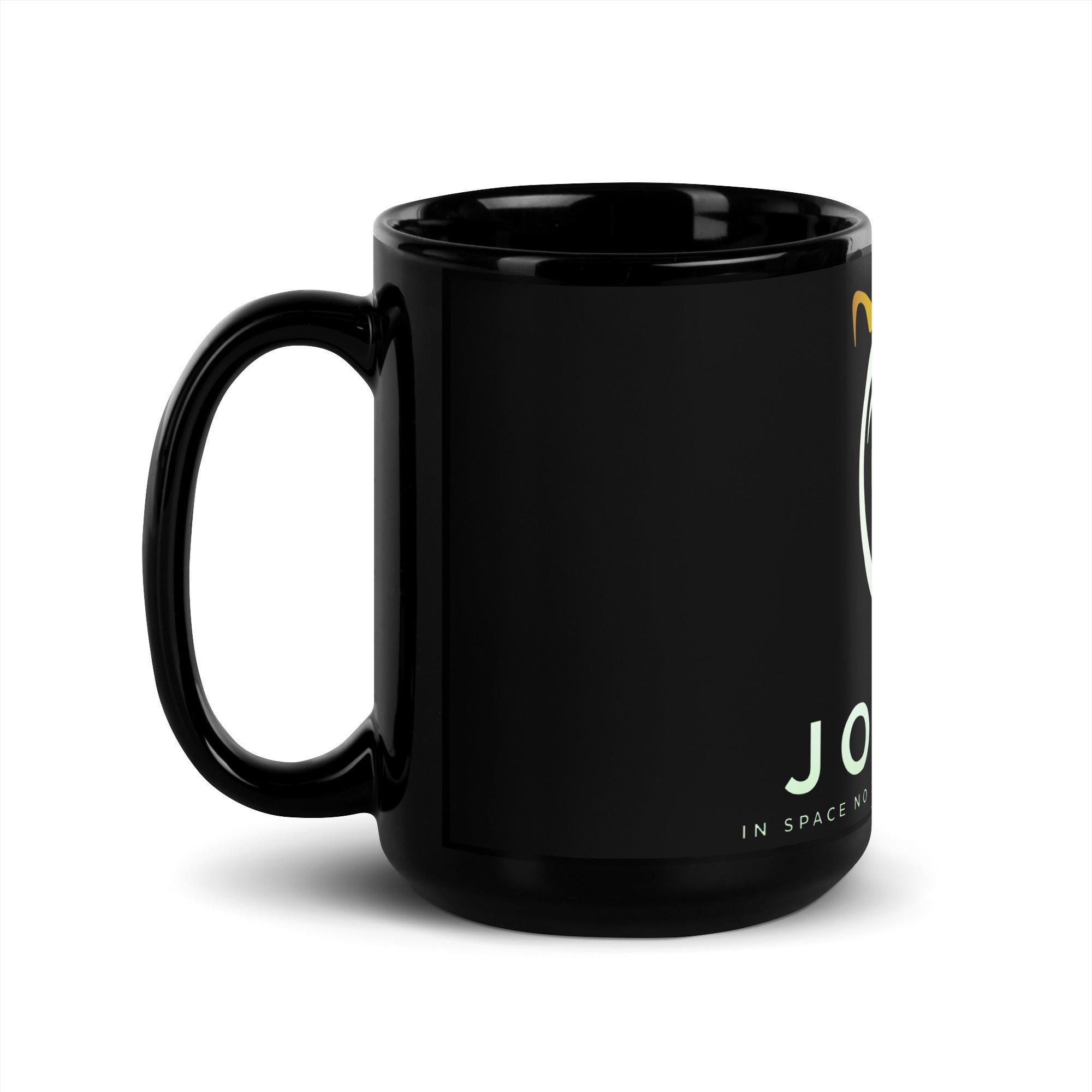 Jonesy Black Glossy Mug