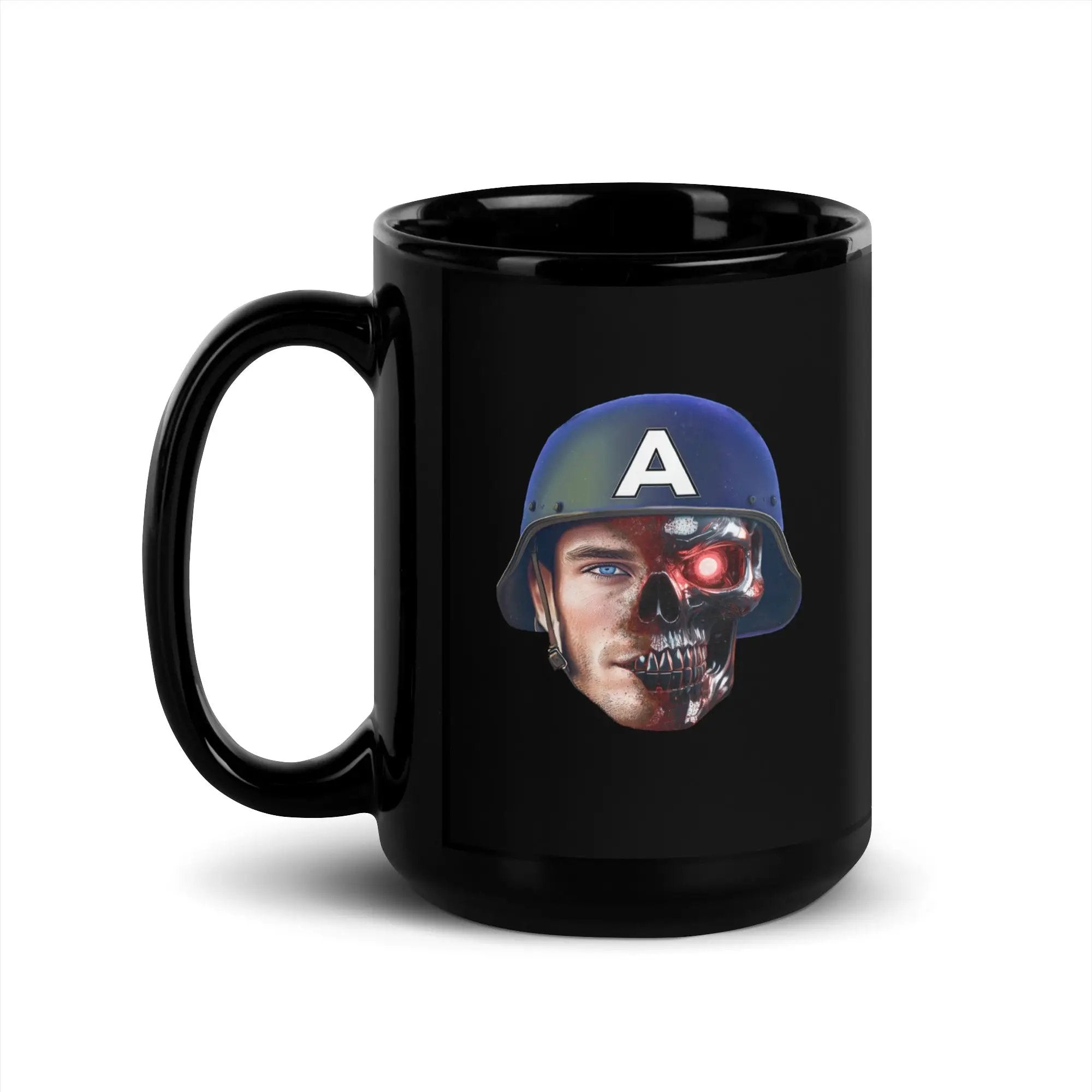 Captain Terminator Black Glossy Mug