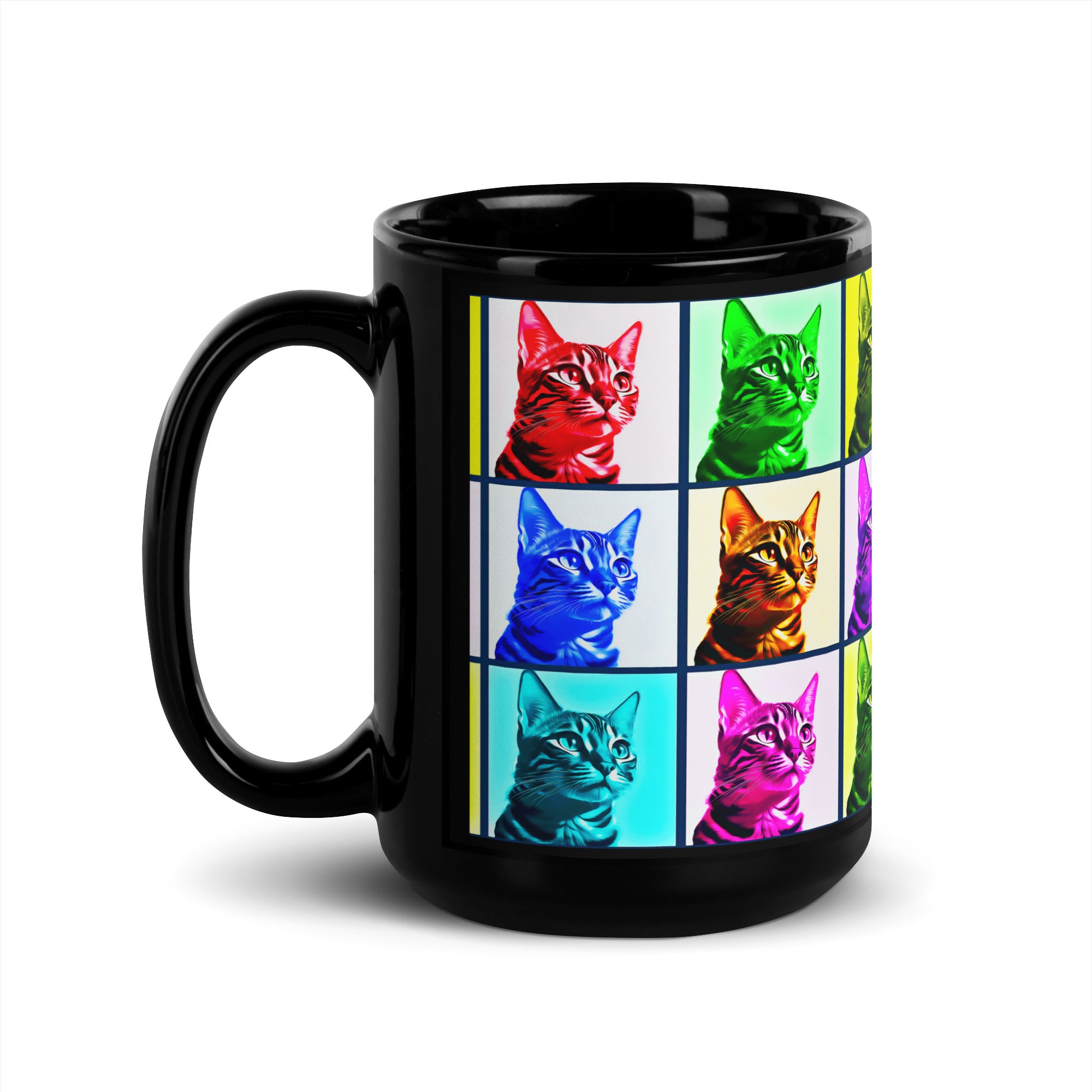 Warhol Cats Black Glossy Mug
