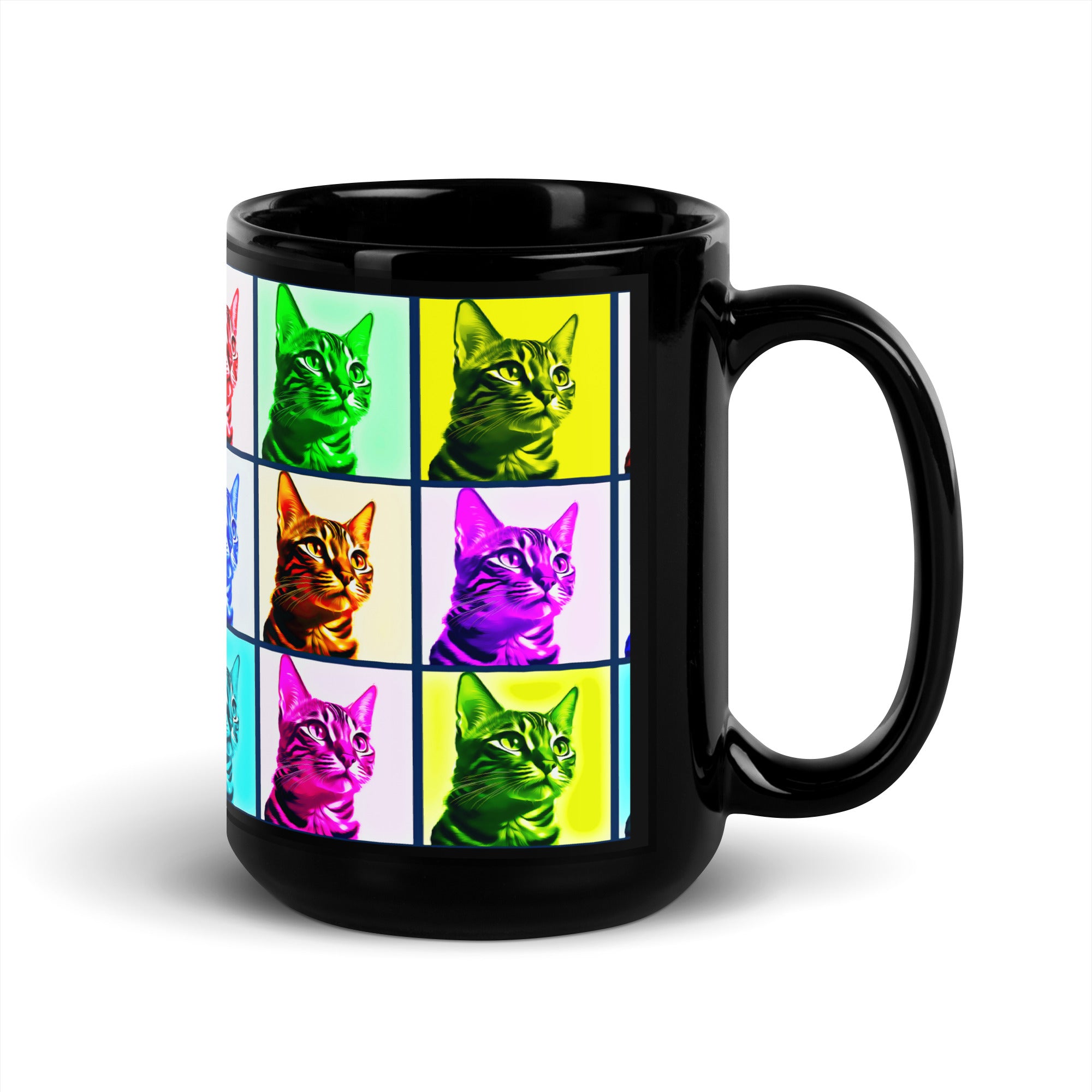 Warhol Cats Black Glossy Mug