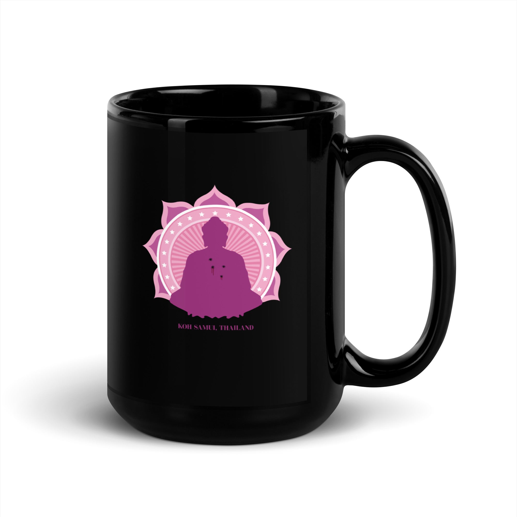 The White Lotus Black Glossy Mug