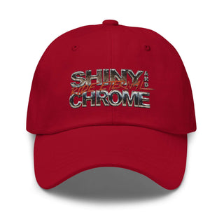 a red hat with the words shiny chrome on it