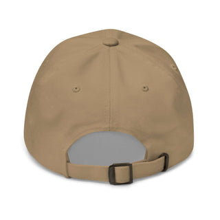 a tan hat with a black buckle on it