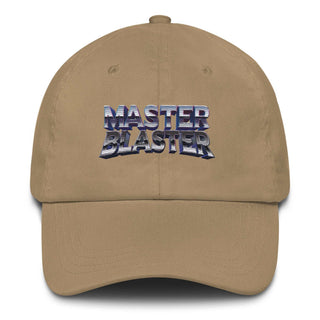 a tan hat with the words master blaster on it