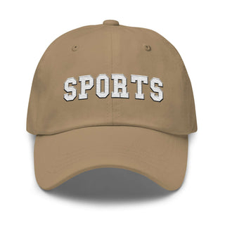 a baseball cap with the word sports on it