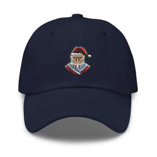 a baseball cap with a santa clause on it