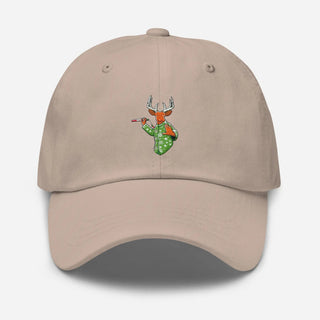 a baseball cap with a deer on it