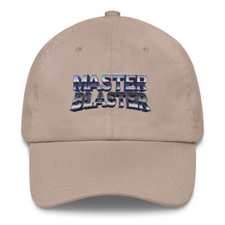 a tan hat with the words master blaster on it