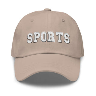 a baseball cap with the word sports on it