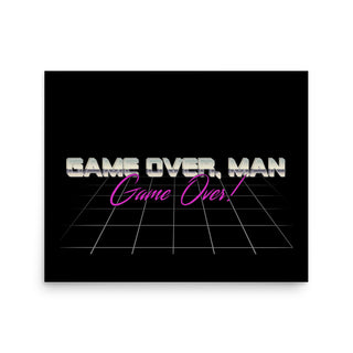 the game over man logo on a black background