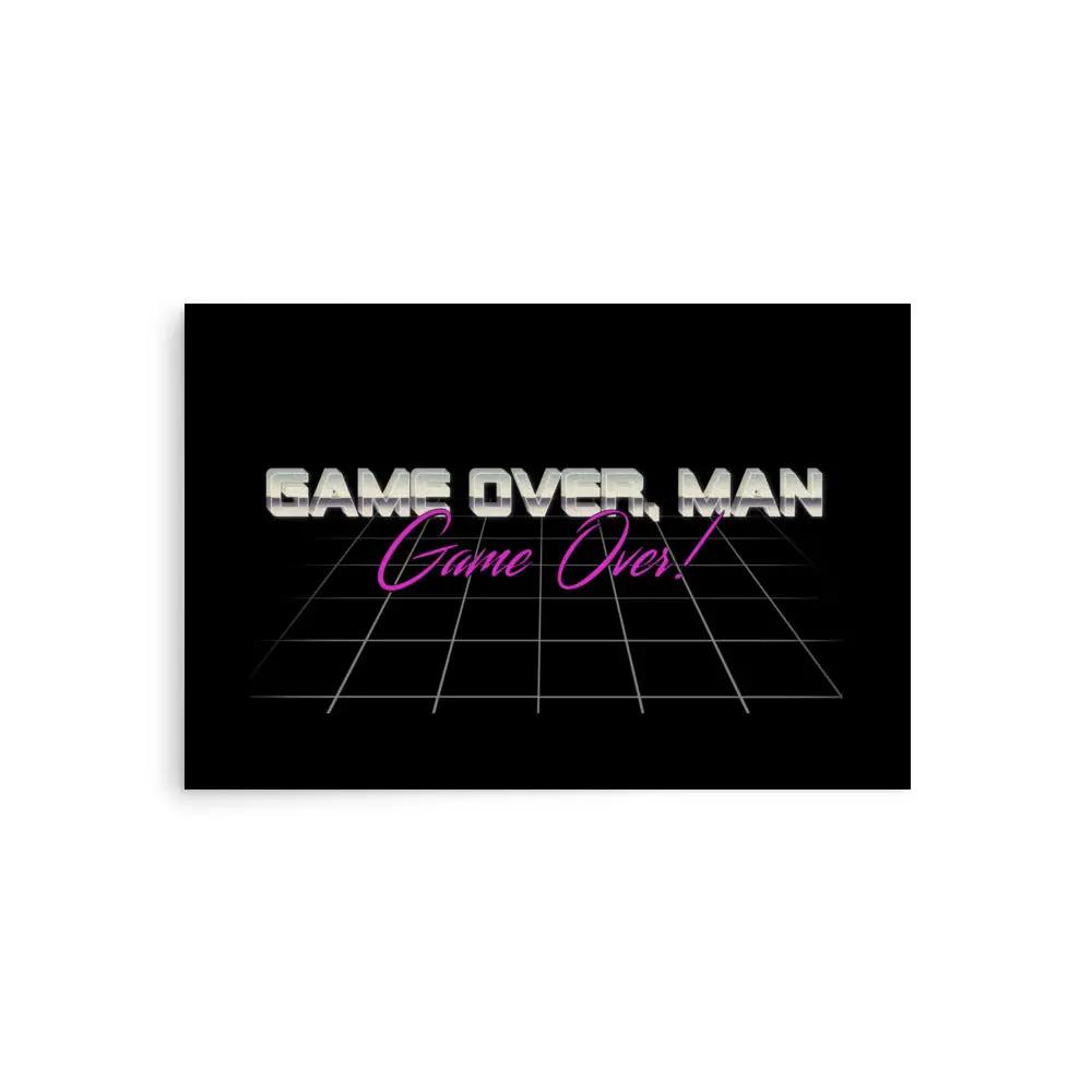 the game over man logo on a black background
