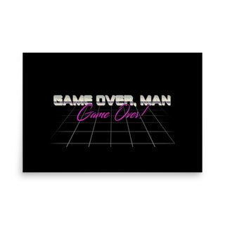 a black and white photo with the words game over man