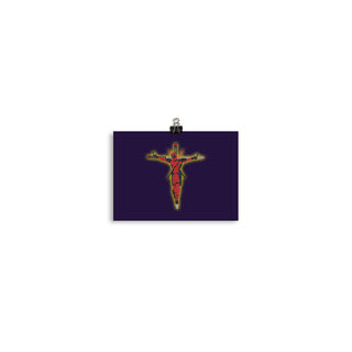 a picture of a cross on a purple background