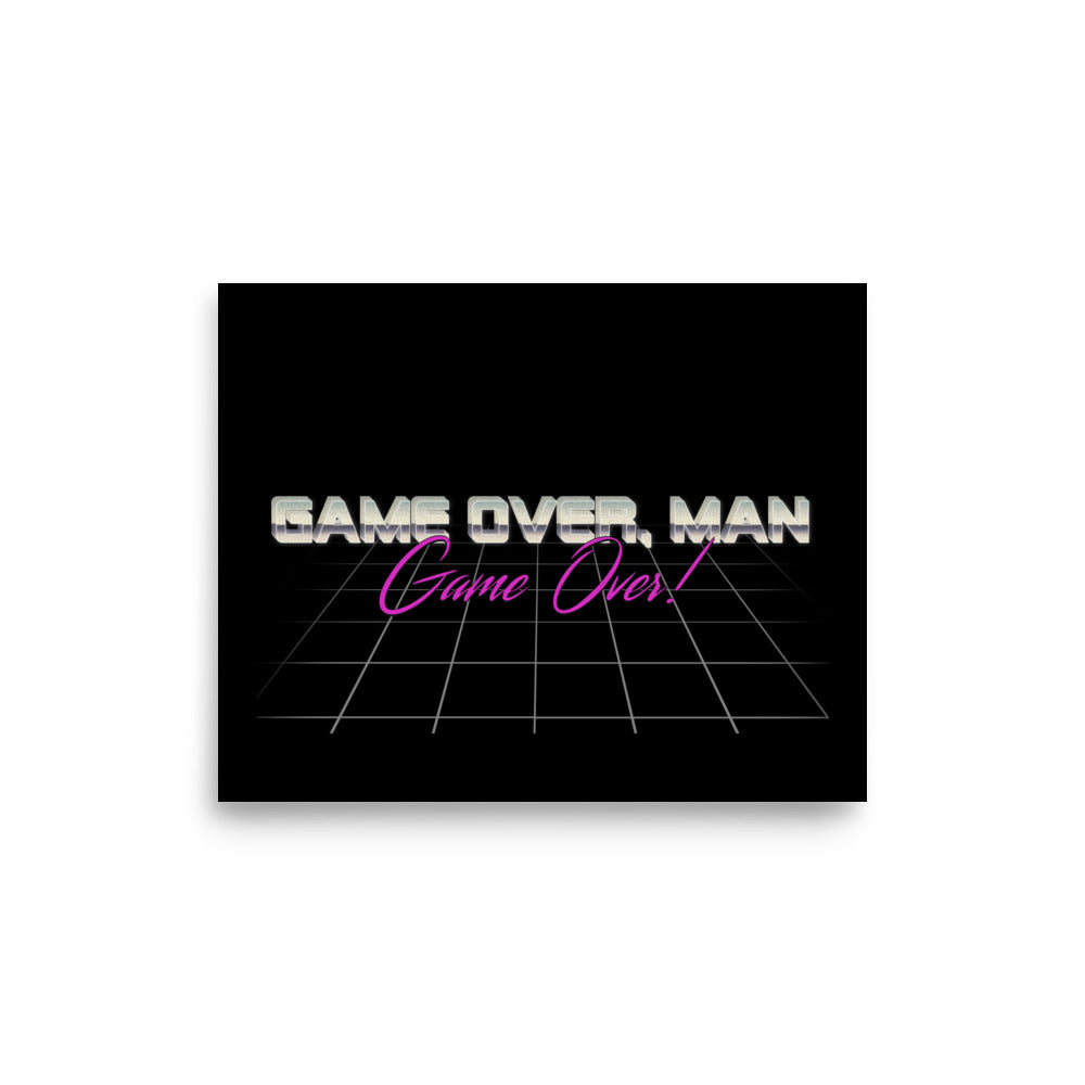 the game over man logo on a black background