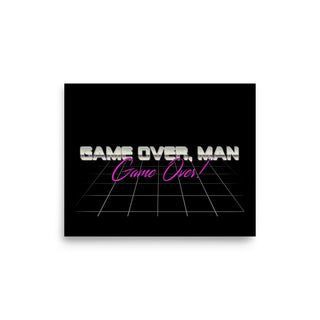 the game over man logo on a black background