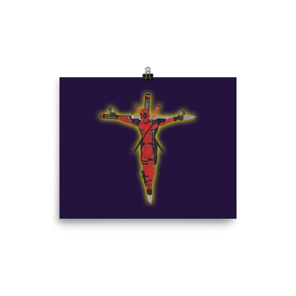 a picture of a crucifix on a purple background