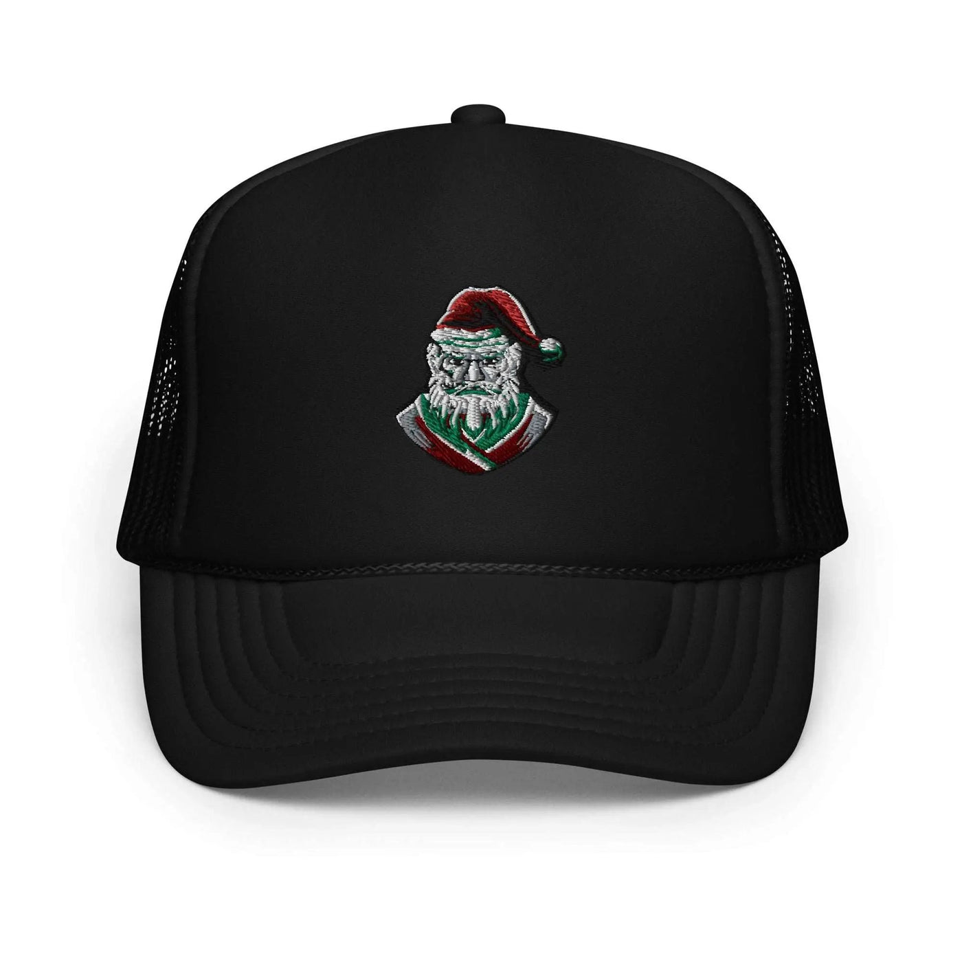 a black hat with a santa clause on it