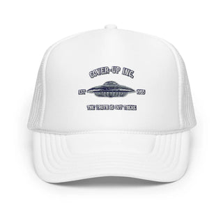 a white trucker hat with the words sweep - up ink on it