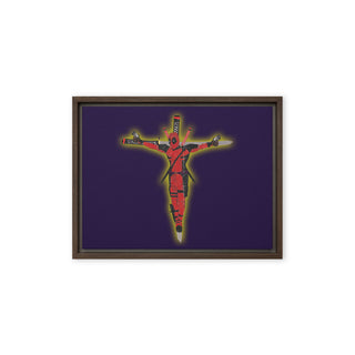 a picture of a cross on a purple background