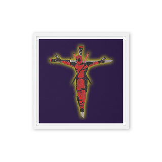 a picture of a crucifix on a purple background