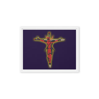 a picture of a crucifix on a purple background