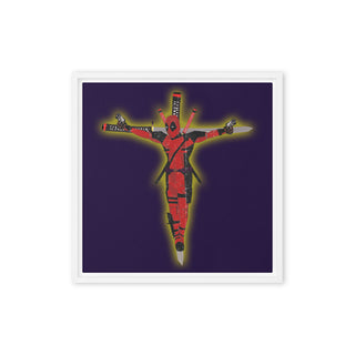 a picture of a crucifix on a purple background
